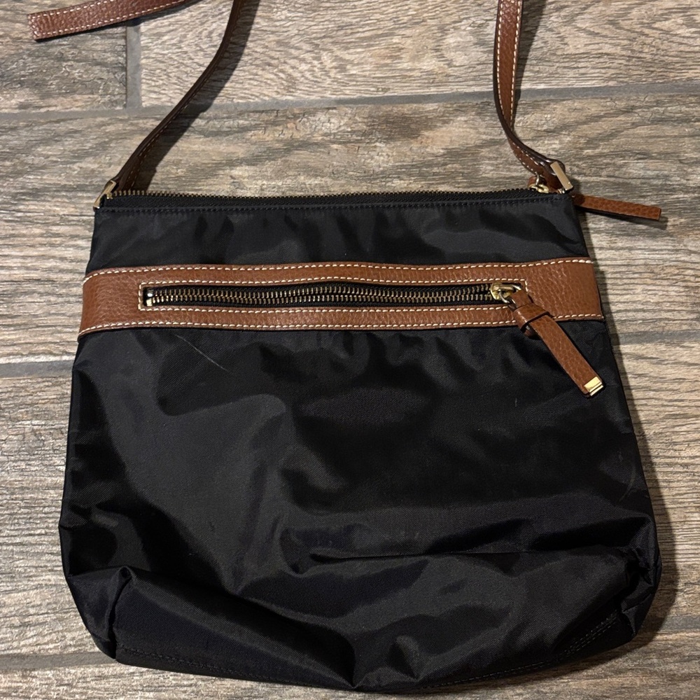 Halogen Nylon Crossbody Bag- Black and Brown